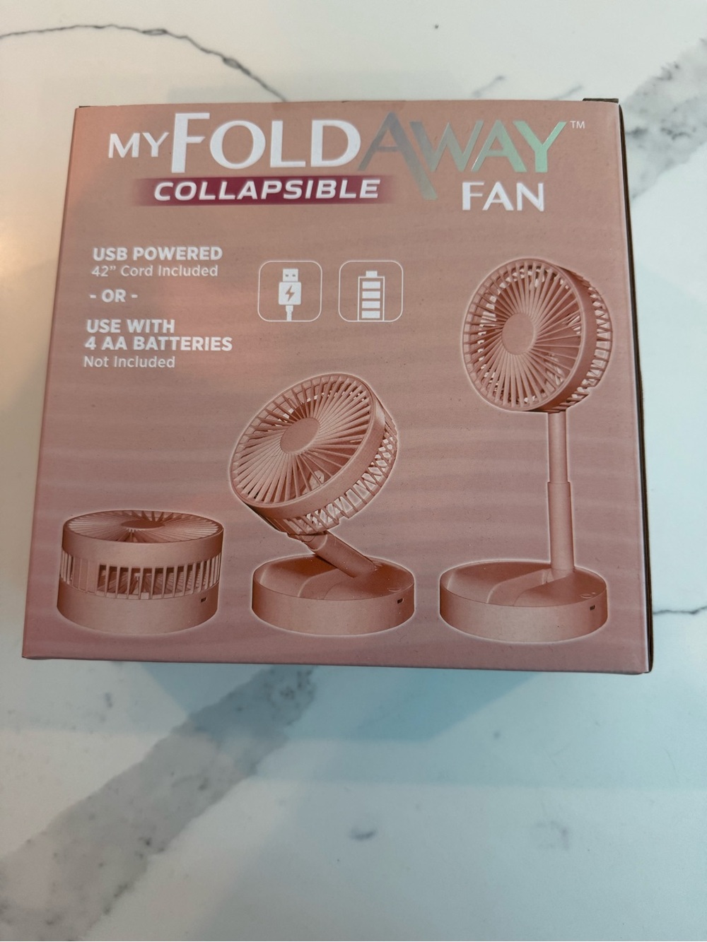 Collapsible Fan - Pink, travel, power cord or battery operated, light weight,new